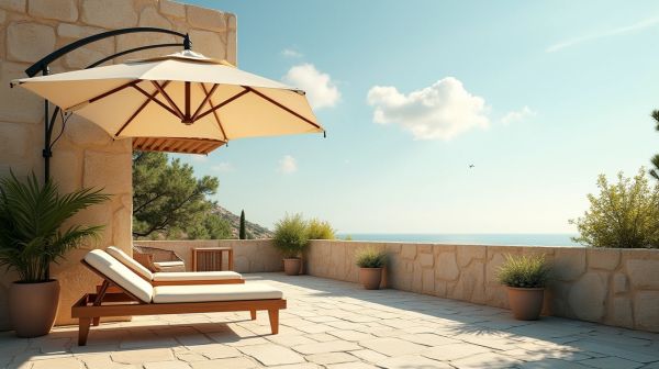 Optez pour un parasol déporté : l'ombre élégante en terrasse